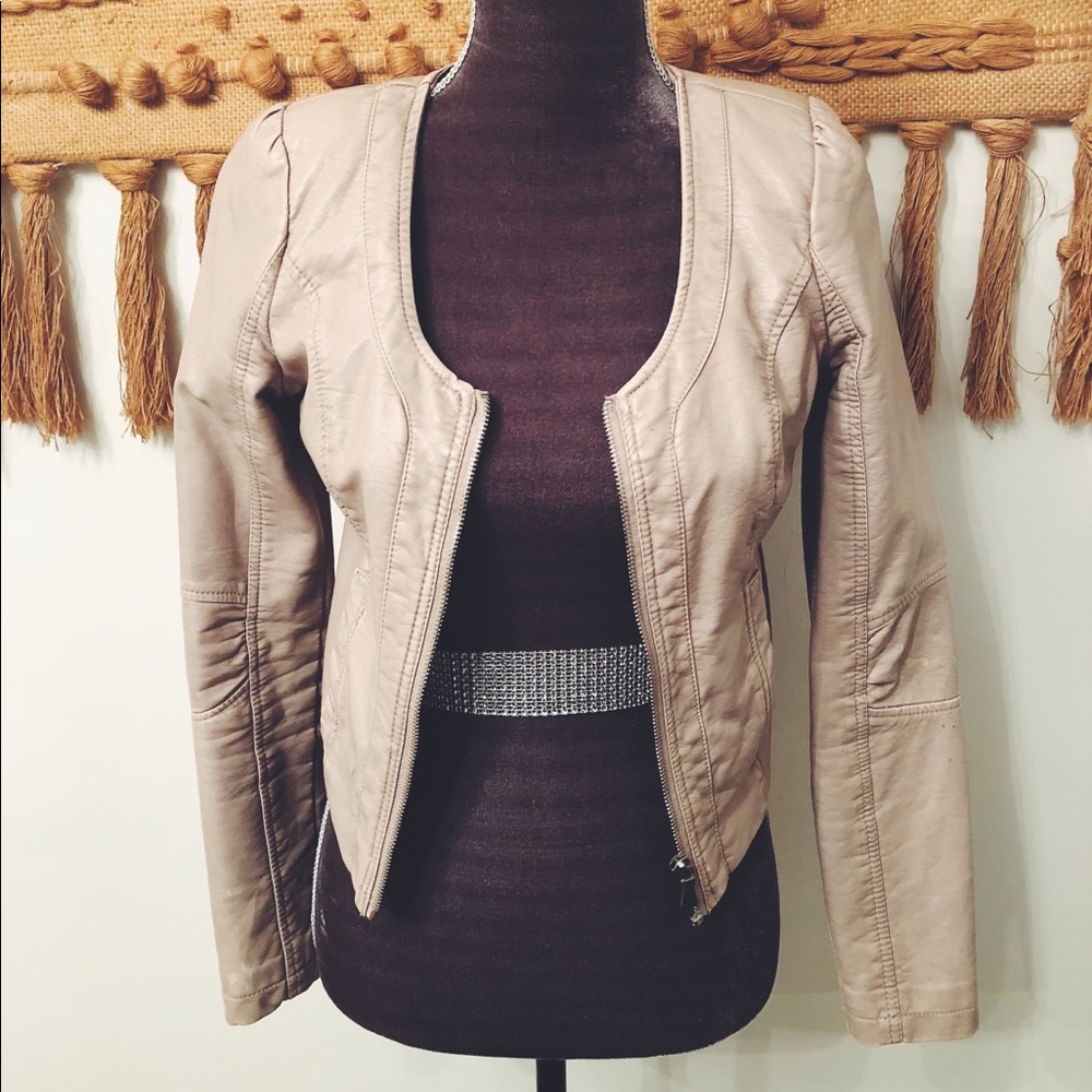 Dusty pink pleather jacket